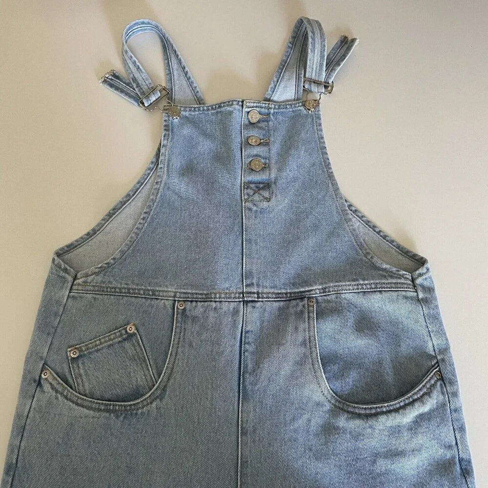 Vintage Cherokee Jean Shortalls Women’s Large Bermuda Shorts Garden Chore Boho - Picture 4 of 11